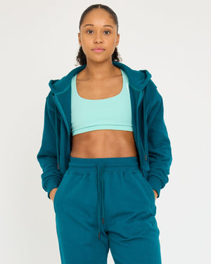 Core Classic Cropped Hoodie med dragkedja