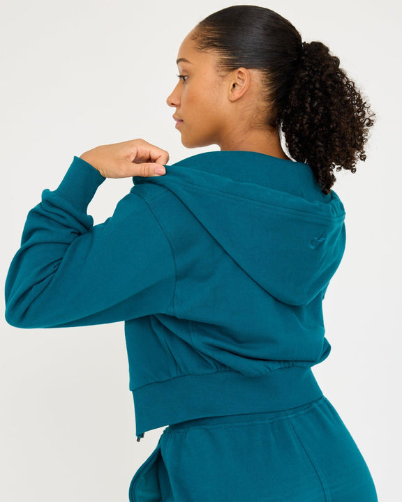 Core Classic Cropped Hoodie med dragkedja - hover image